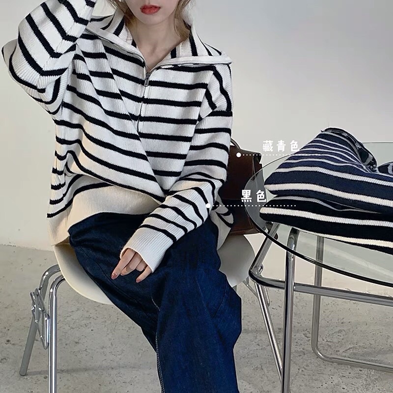|OD| Áo Len Kéo Khoá Cổ Phong Cách Vintage Nữ