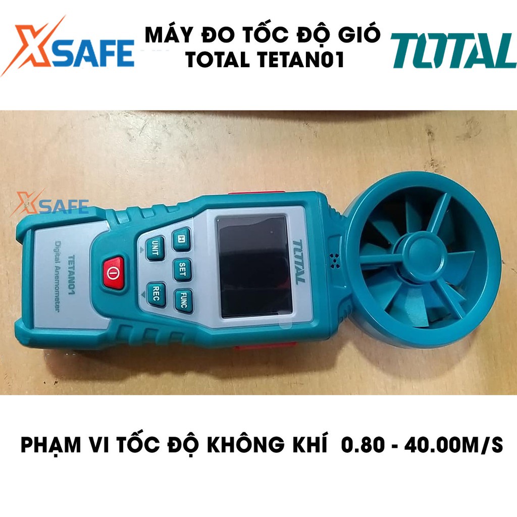 Máy đo tốc độ gió kỹ thuật số TOTAL TETAN01 có đèn nền, thông báo khi mức pin thấp - chính hãng - xsafe