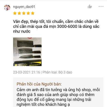 Dao Phúc Sen Bộ 3 dao nhà bếp làm từ thép Nhíp cao cấp chống gỉ