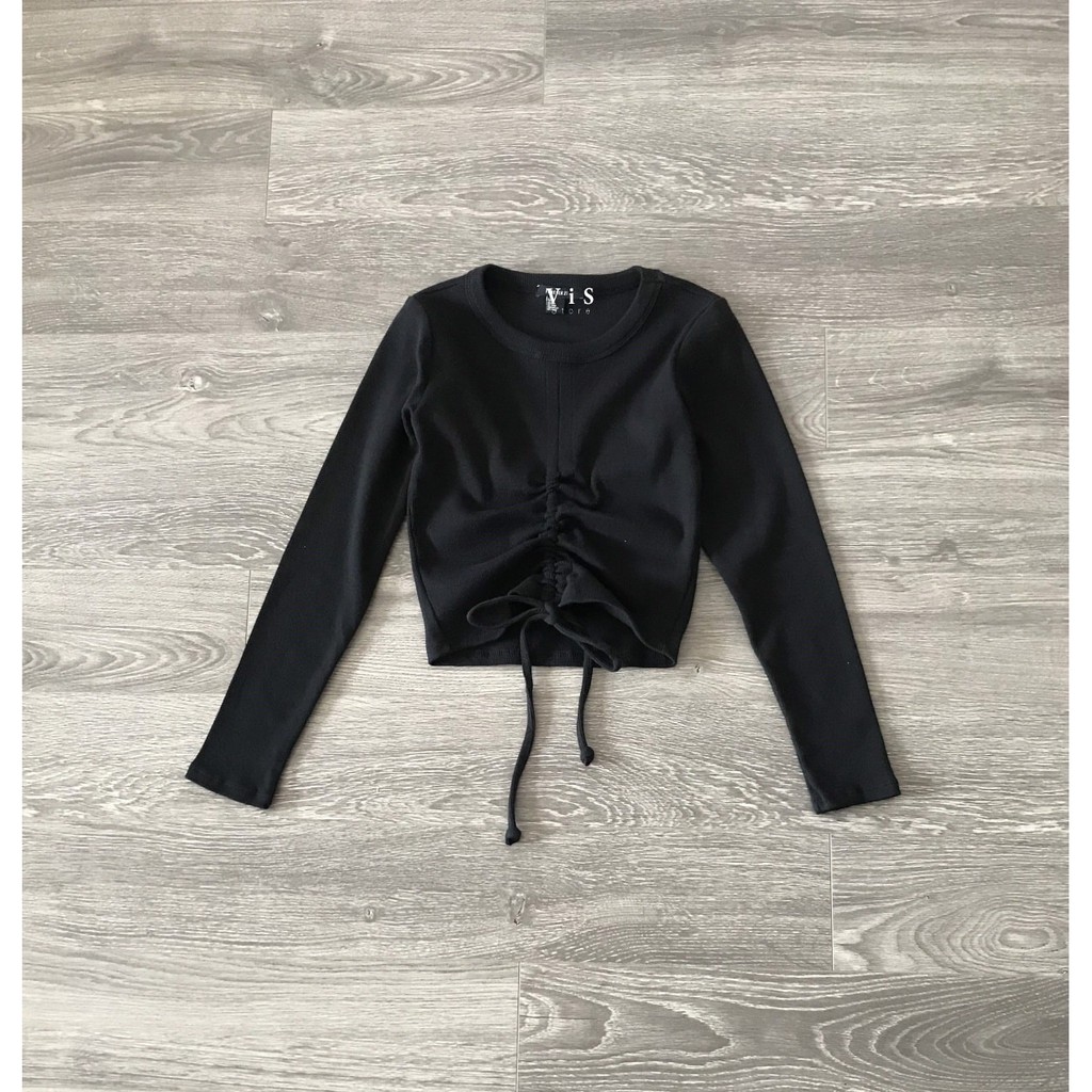 ÁO THUN LEN NỮ RÚT DÂY TAY DÀI VNXK