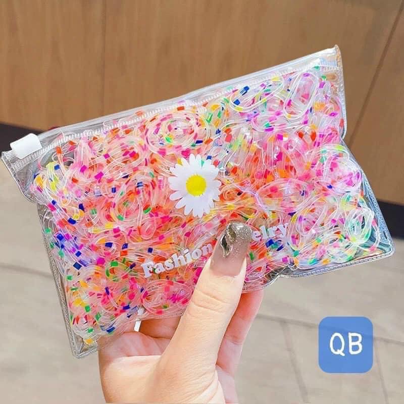 Sét 500 chun tóc CẦU VỒNG siêu dai gói hoa cúc cho bé yêu