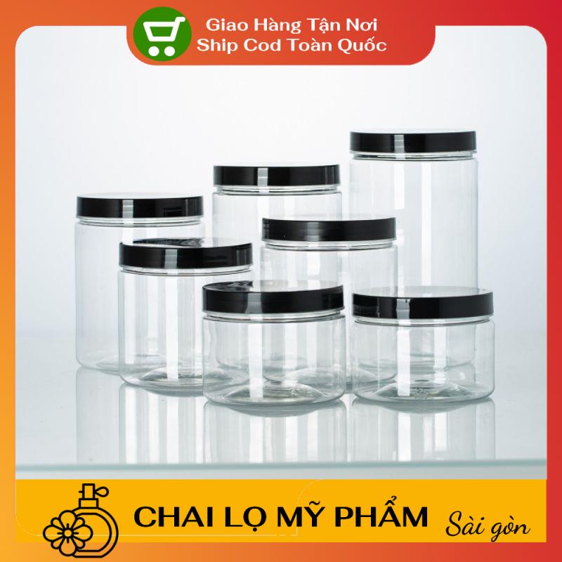 Hủ Đựng Kem ❤ SIÊU RẺ ❤ Hũ nhựa pet Trong Nắp Đen 50g 100g 200g 250g đựng mỹ phẩm, thực phẩm, đồ khô, ngũ cốc