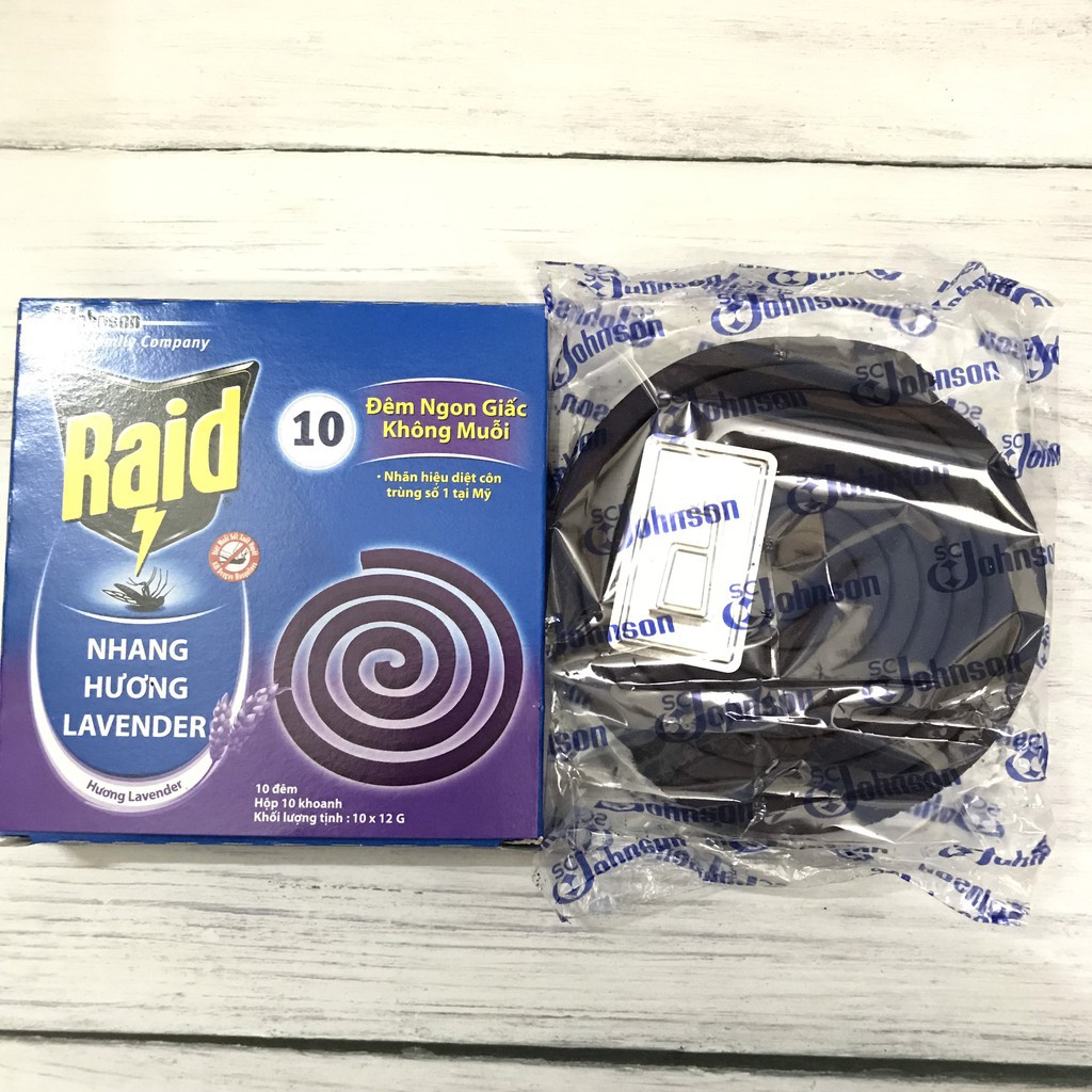 Combo 10 hộp Nhang Muỗi Raid Hương Lavender (100 Khoanh)