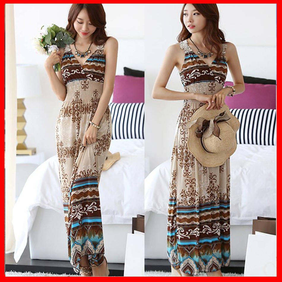 Đầm maxi thun mềm mát DX06 - Đầm suông maxi đi biển, đi dạo phố damdutiecmaxi2019