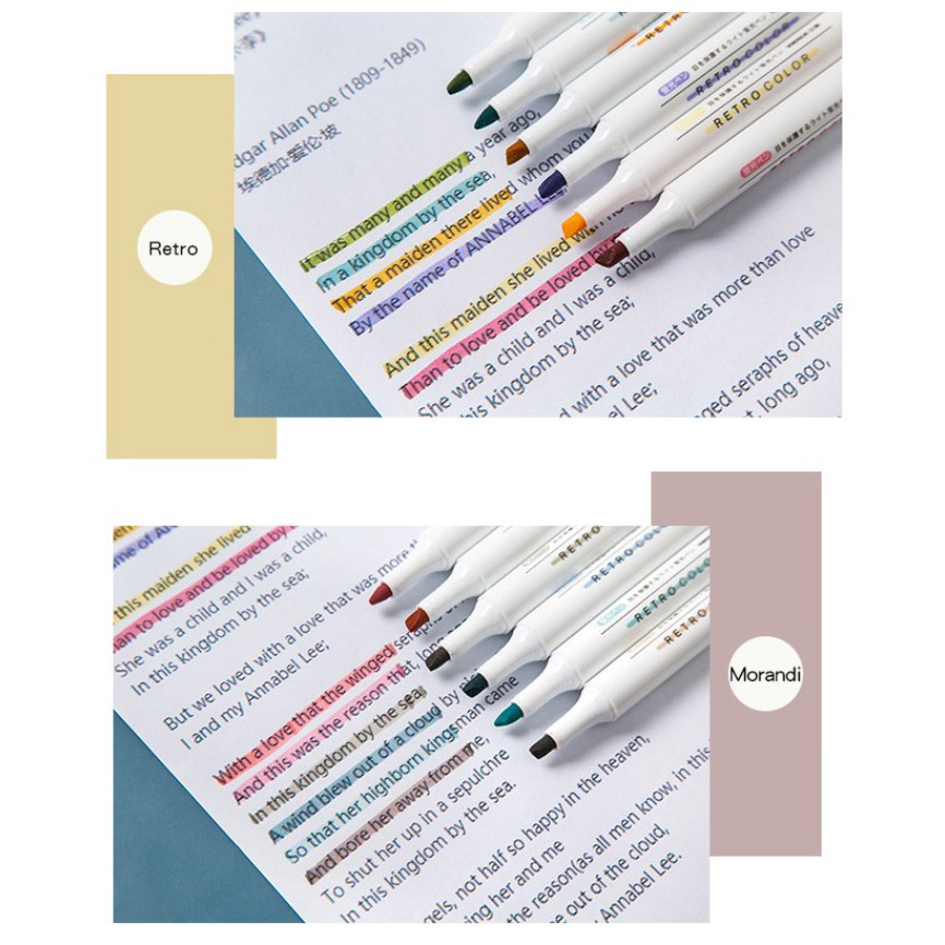 Bộ Bút Dạ Quang Touchcool 6 Màu đánh dấu đa dạng phong cách,bút nhớ