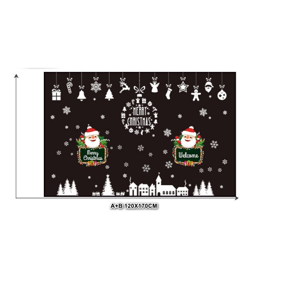 COMBO Decal dán Noel - Rèm dây Nhà Thờ kết hợp khung Noel bảng chữ ( 2 TẤM )