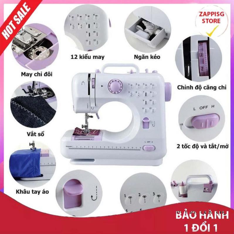 Sale Máy may mini gia đình FHSM 505A Cao Cấp, Phiên Bản Mới 12 Kiểu May- Lựa Chọn Hàng Đầu