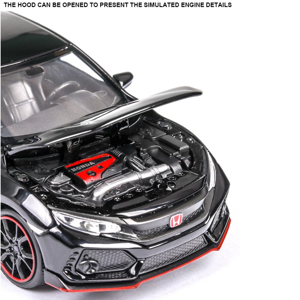 FEO 1:32 DIECAST Honda Civic kiểu R mô hình xe hợp kim âm thanh và ánh sáng kéo về phía sau caR ĐỒ CHƠI BỘ SƯU TẬP