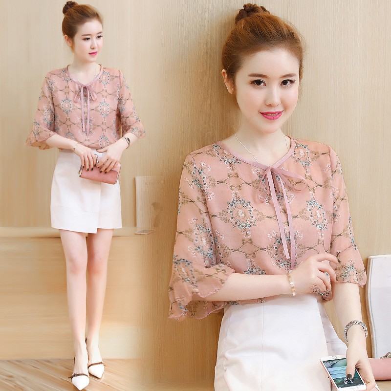 Áo Hoa Tay Chuông Vải Chiffon