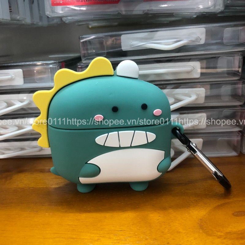 Case, túi đựng dành cho Airpods 1/2/ Pro silicon KHỦNG LONG XANH