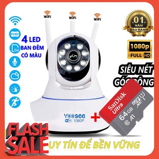 Camera IP Giám Sát Yoosee 360° FULLHD 2.0 Mpx (1920x1080) Siêu Nét BAN ĐÊM CÓ MÀU Kèm Thẻ Nhớ 32GB Phiên Bản Tiếng Việt