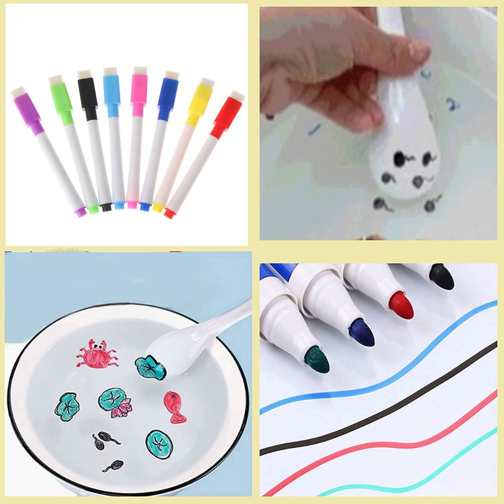 Set 8 bút vẽ nổi nước Montessori thần kỳ ảo thuật viết bảng trắng cho trẻ em