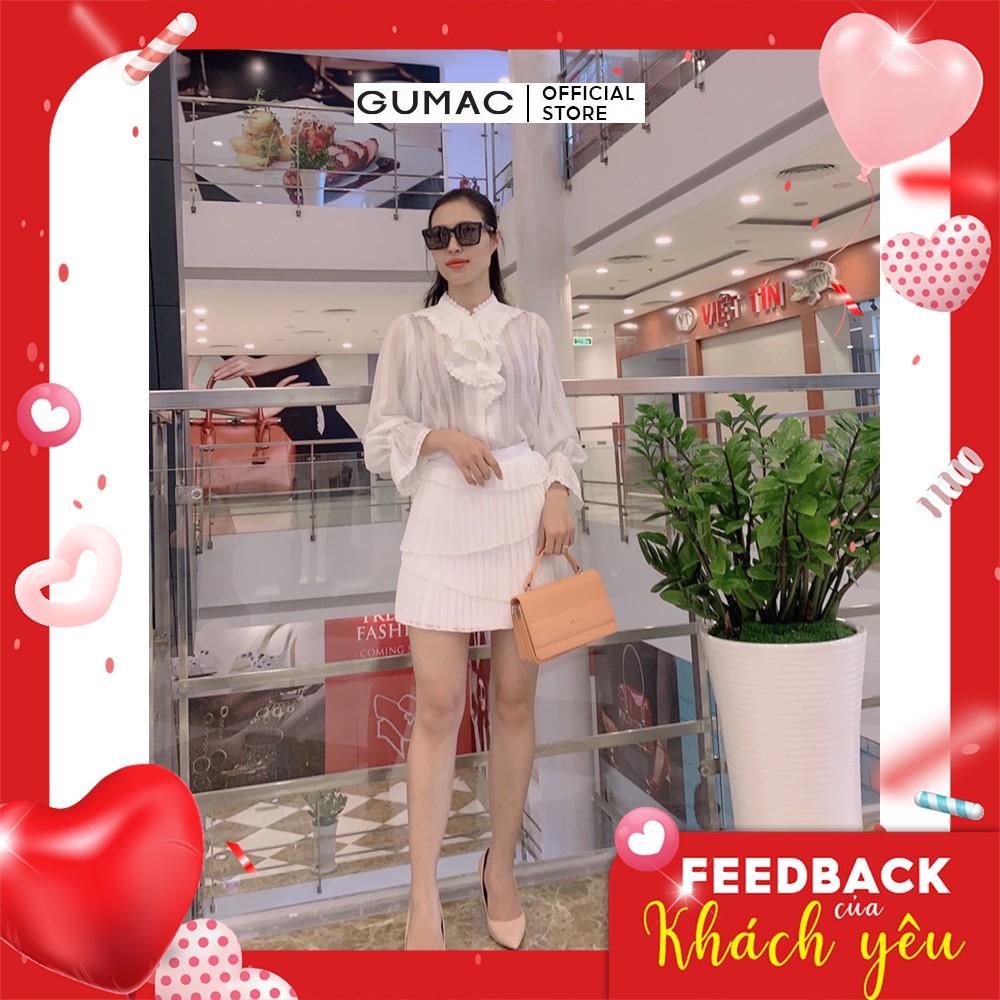 [Mã WABRGUSBD2 giảm 10% tối đa 50k đơn từ 250k] Áo sơ mi nữ đăng ten GUMAC màu trắng chất voan thoáng mát AB561 | BigBuy360 - bigbuy360.vn