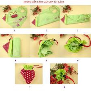 túi xanh gấp gọn hình quả dâu