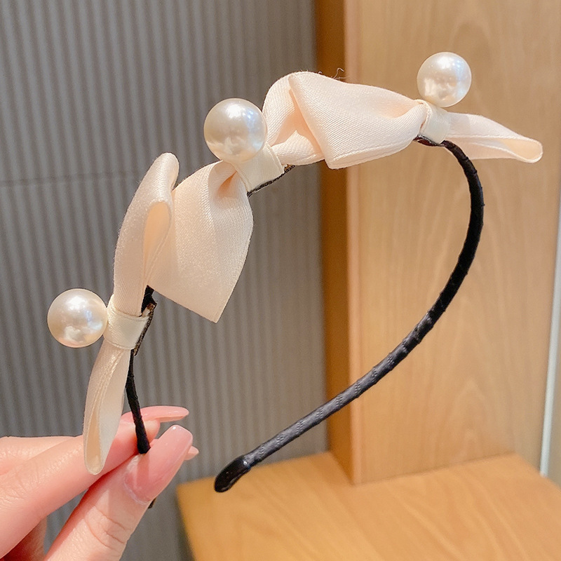 Băng Đô Đính Nơ Vải Satin Phong Cách Hàn Quốc