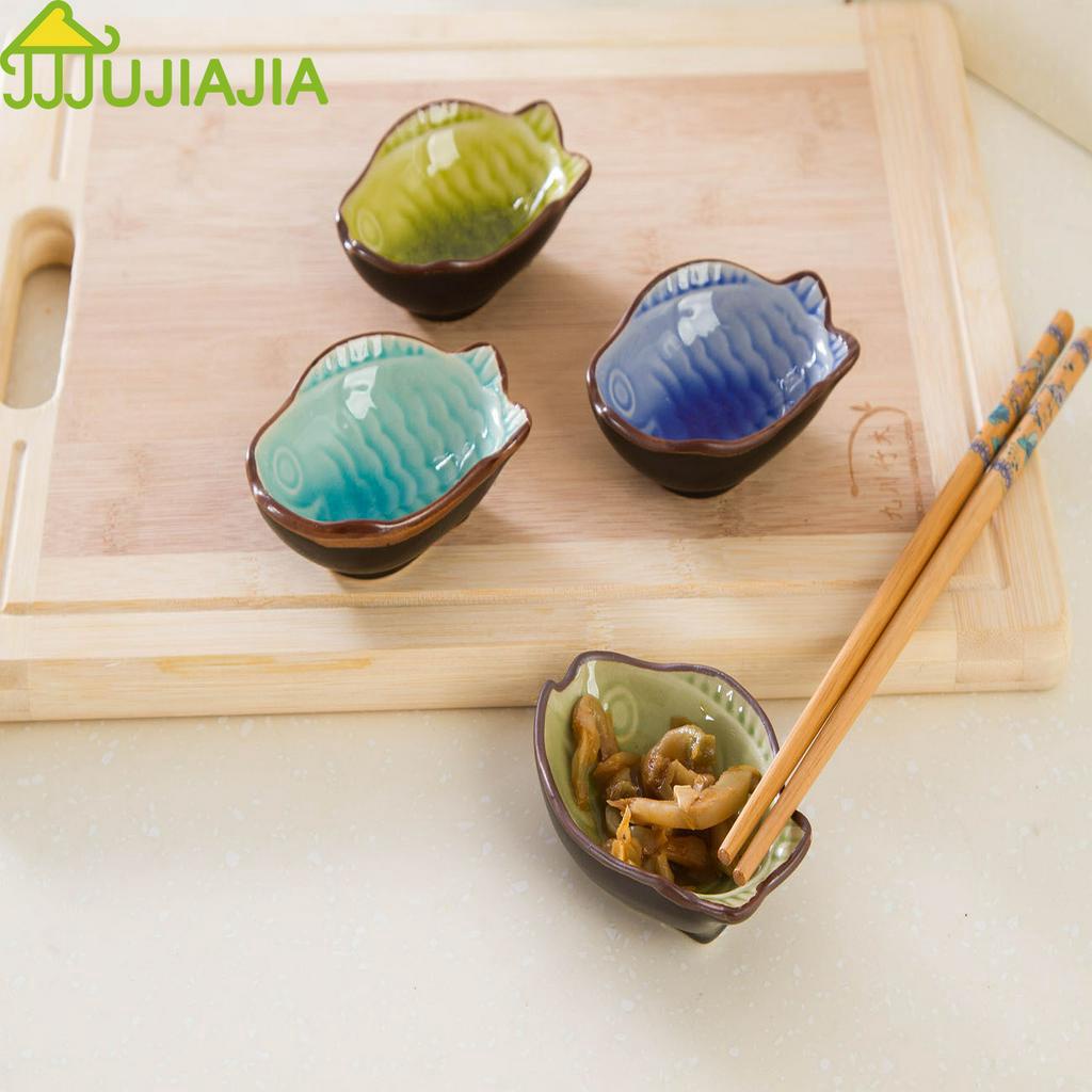 Đĩa đựng gia vị JUJIAJIA bằng gốm sứ thiết kế sáng tạo phong cách Nhật Bản