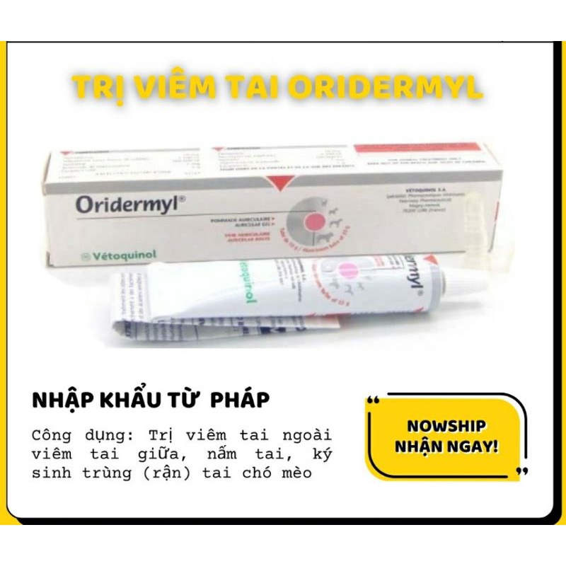 Oridermyl - rận tai, viêm tai, nấm tai trên chó mèo