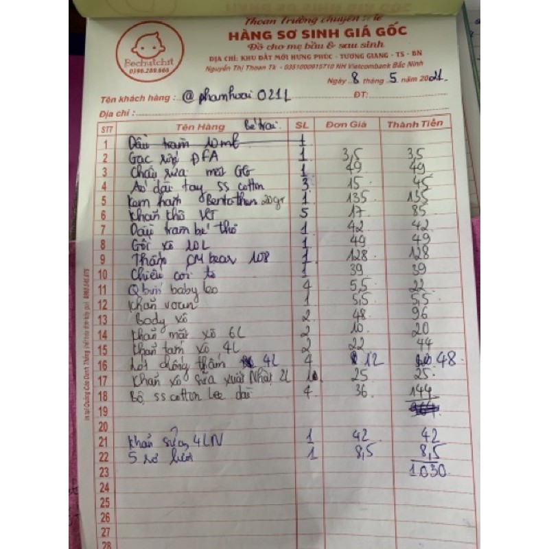 combo sơ sinh 8/5/2021 (tặng 01 vòng dâu)