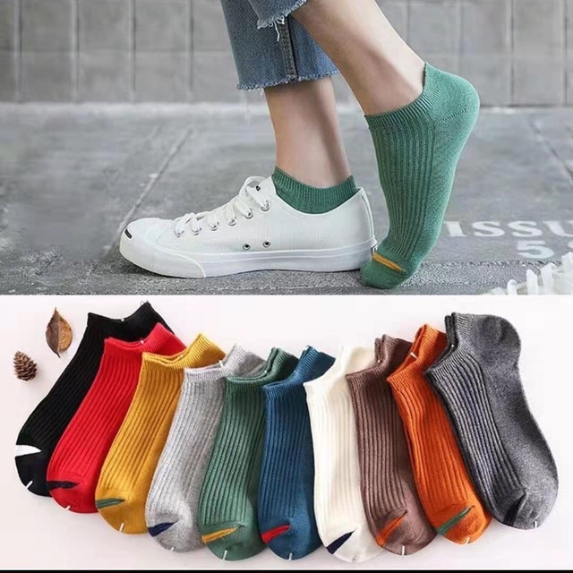 Tất Nữ Cổ Ngắn Vải Gân Vớ Thấp Cổ Lười Họa Tiết Trơn Nhiều Màu Phong Cách Hàn Quốc Giá Sỉ Set 10 Đôi Chất Dày Loại 1