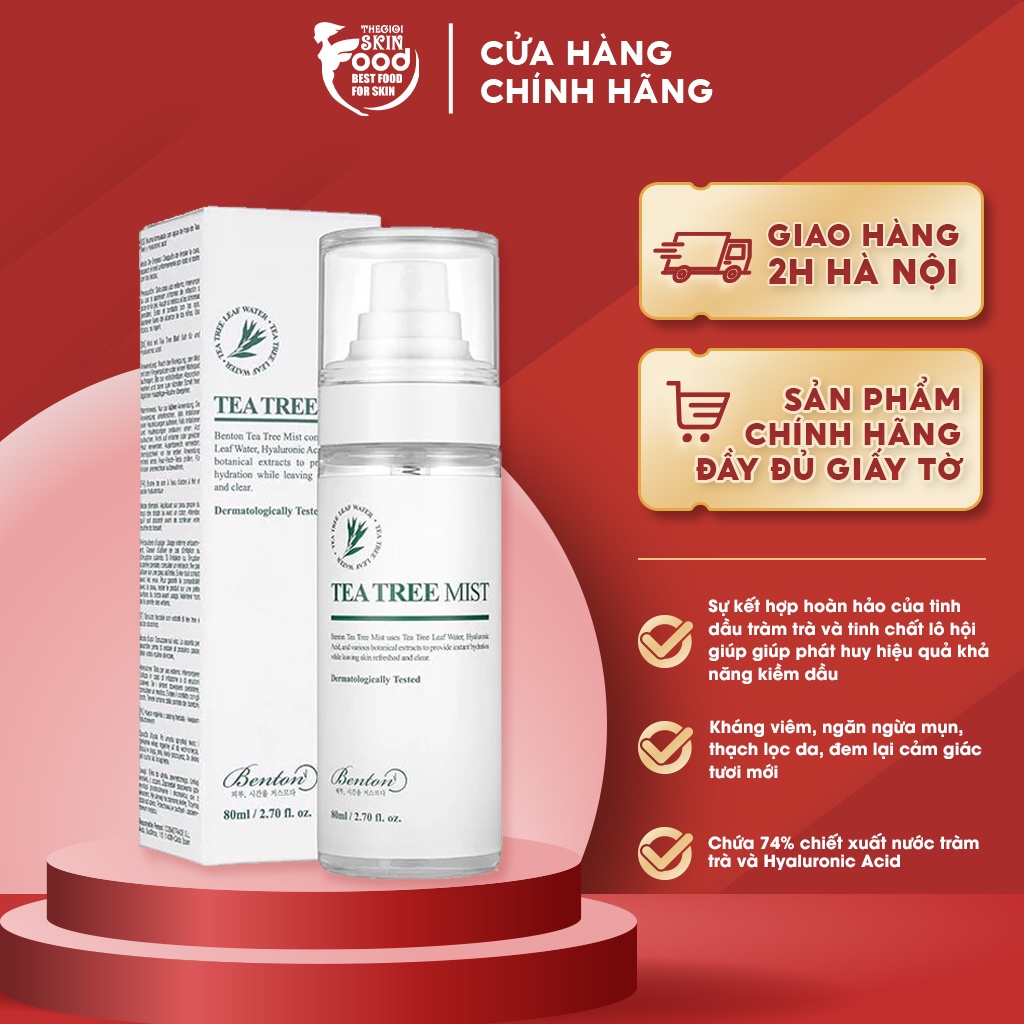 Xịt Khoáng Tràm Trà Hỗ Trợ Giảm Mụn, Kiểm Soát Dầu Benton Tea Tree Mist 80ml