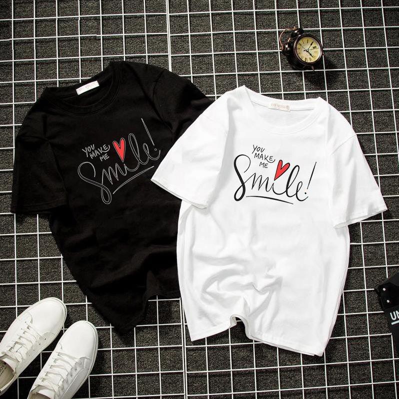 SIÊU SALE!!! Áo thun form rộng unisex chữ kiểu smile vải dày mịn giá rẻ