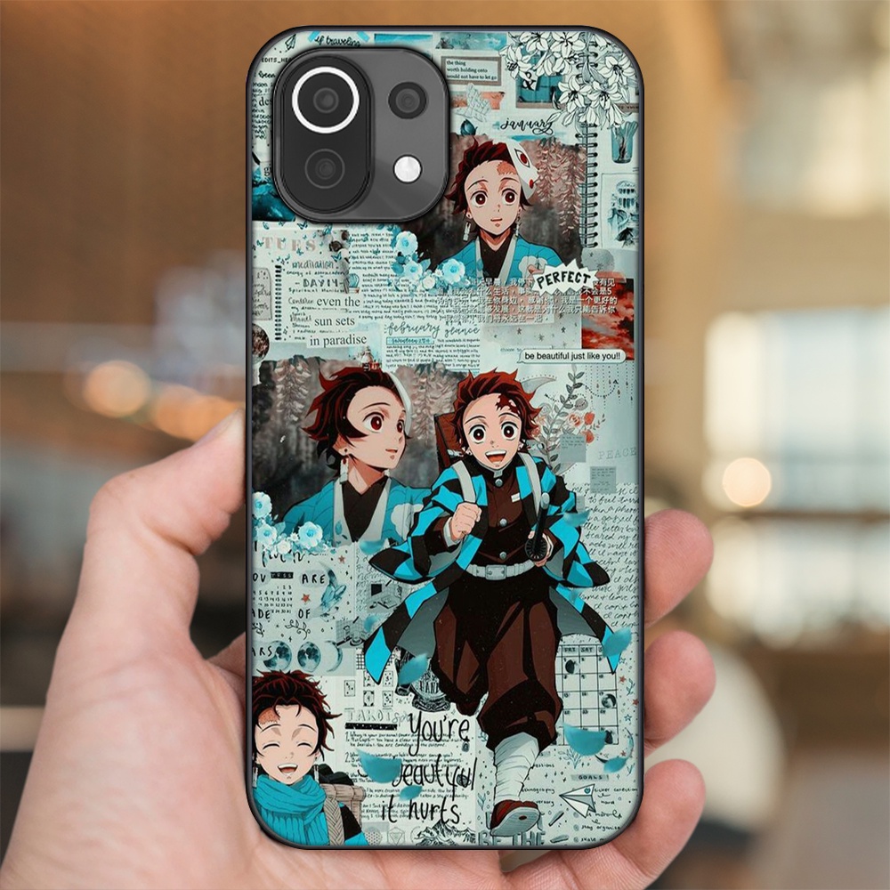 Ốp lưng Xiaomi Mi 11 Lite viền đen in hình Tanjiro Kimetsu No Yaiba
