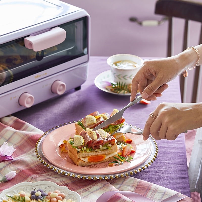 Lò nướng mini 12L màu tím Pastel siêu yêu, chính hãng bảo hành 12 tháng.
