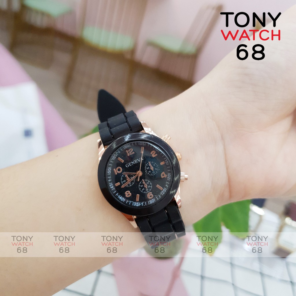 Đồng hồ cặp đôi nam nữ Geneva dây cao su mặt kính cong độc đáo chính hãng Tony Watch 68