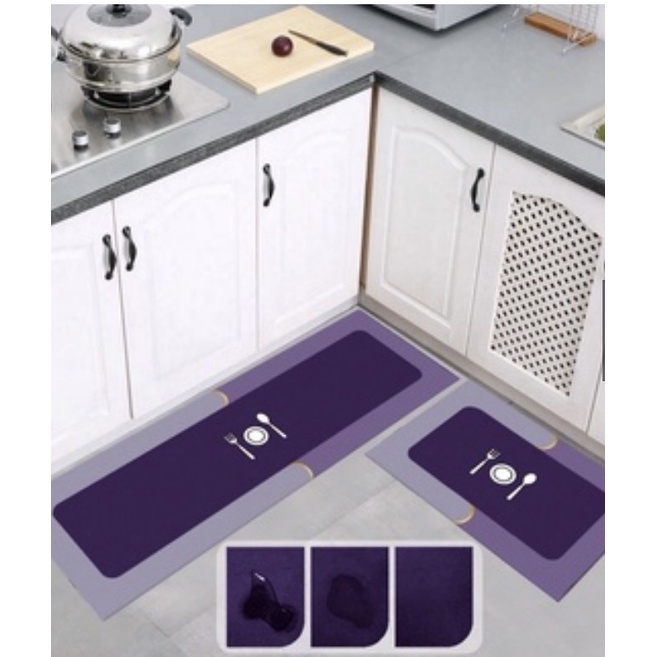 Bộ thảm nhà bếp 2 tấm bằng chất liệu silicon cao cấp, thấm nước cực tốt ( màu ngẫu nhiên )