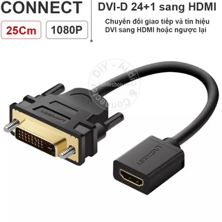 Cáp chuyển DVI sang HDMI 25Cm UGREEN 20118 - HDMI cái sang DVI đực