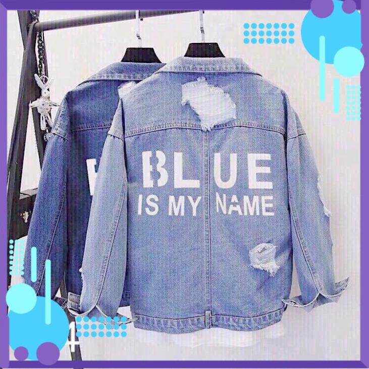 áo khoác jean nữ blu my name rách cào kk7