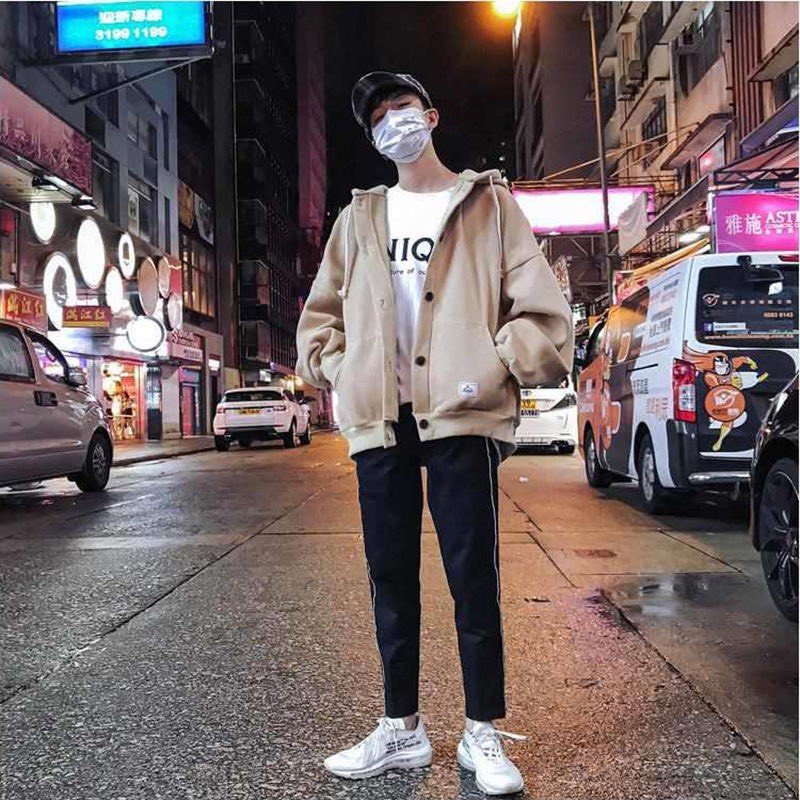 Áo hoodie nam nữ form rộng đính cúc Hàn Quốc | BigBuy360 - bigbuy360.vn