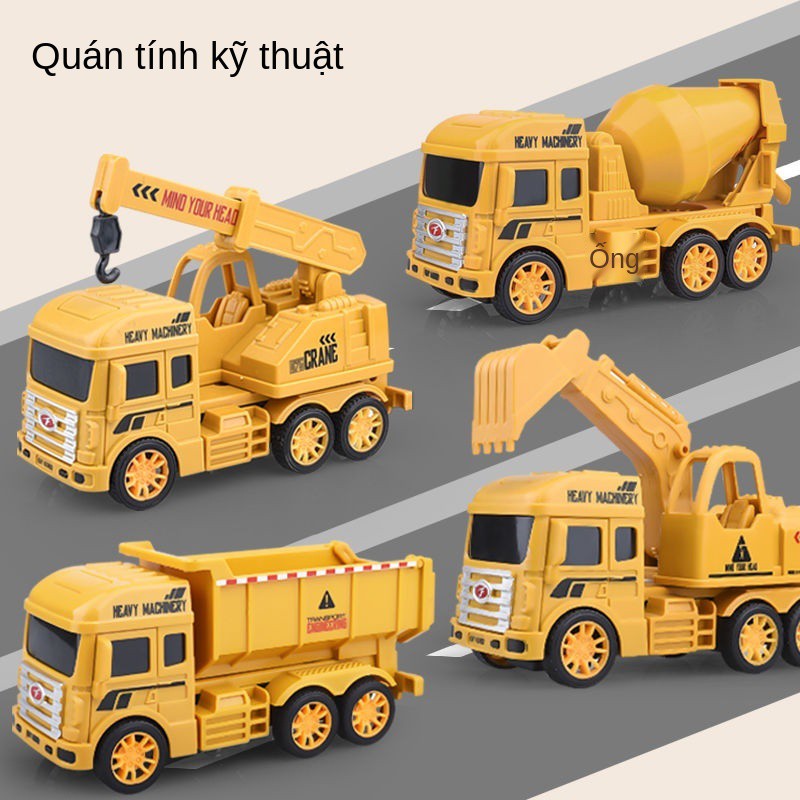 Xe đẩy công nghệ trẻ em -loại máy xúc mô phỏng kéo lùi theo quán tính, đồ chơi giáo dục kỹ thuật đa phong cách