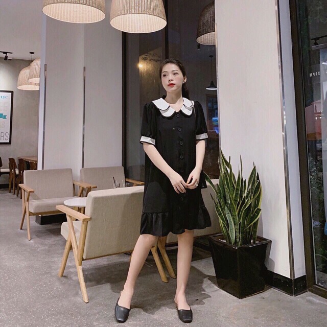 Đầm 2 Lá Cổ Sen Cột Eo trẻ trung xt