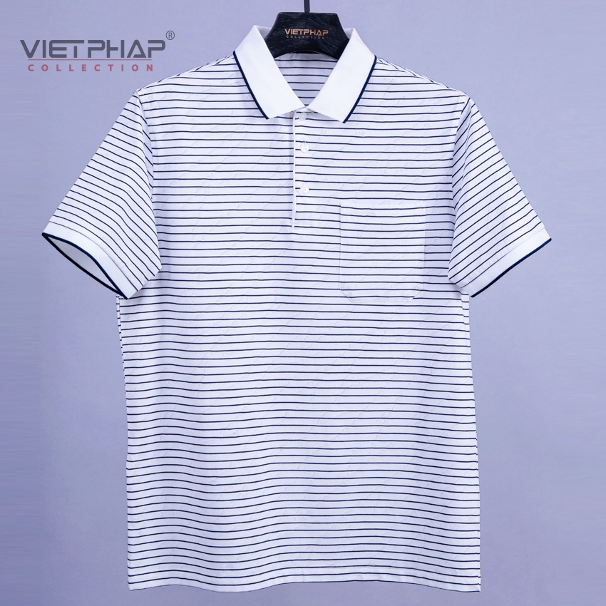 [Qùa Tặng Dh600k] Áo Thun Dệt Kim Nam Trung Niên Tay Ngắn Có Cổ 17141 Việt Pháp. 100% Cotton Siêu Thấm Hút, Cực Mềm Mịn