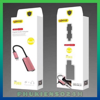 Rắc chuyển đổi Chân iphone vừa sạc vừa nghe nhạc tai nghe 3.5 PD03