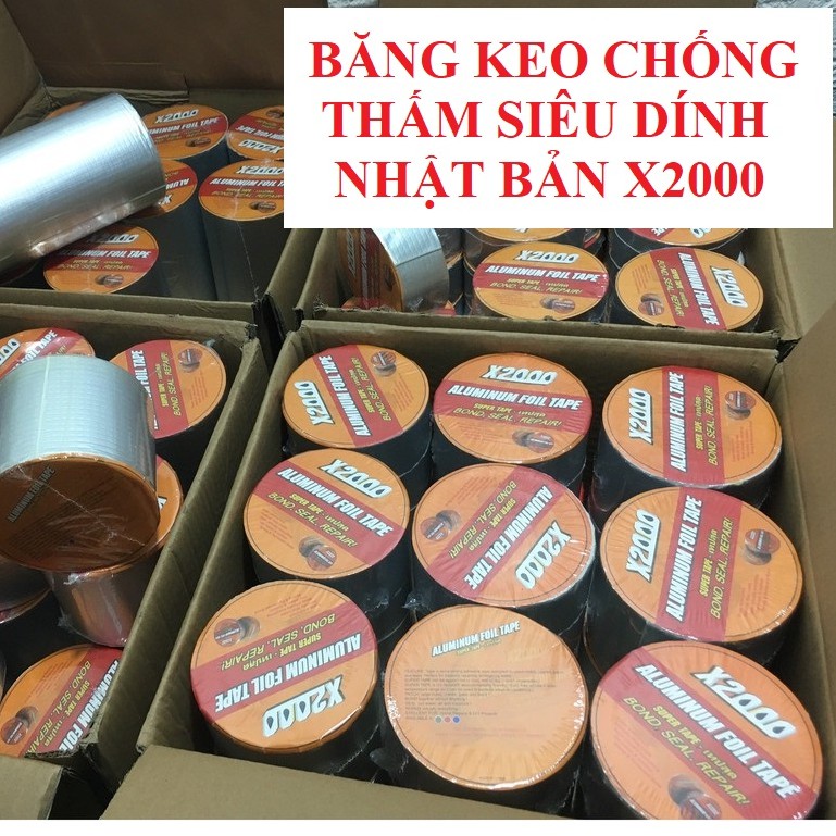 Băng keo chống thấm x2000 20cm x 5m băng keo siêu dính Nhật Bản chống thấm dột, dán tường, dán mái tôn, dán ống nước