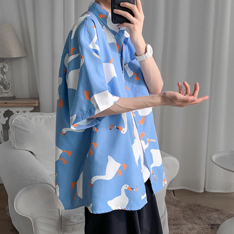 Áo Sơ Mi Tay Ngắn Dáng Rộng In Họa Tiết Thời Trang Mùa Hè Dành Cho Nam
