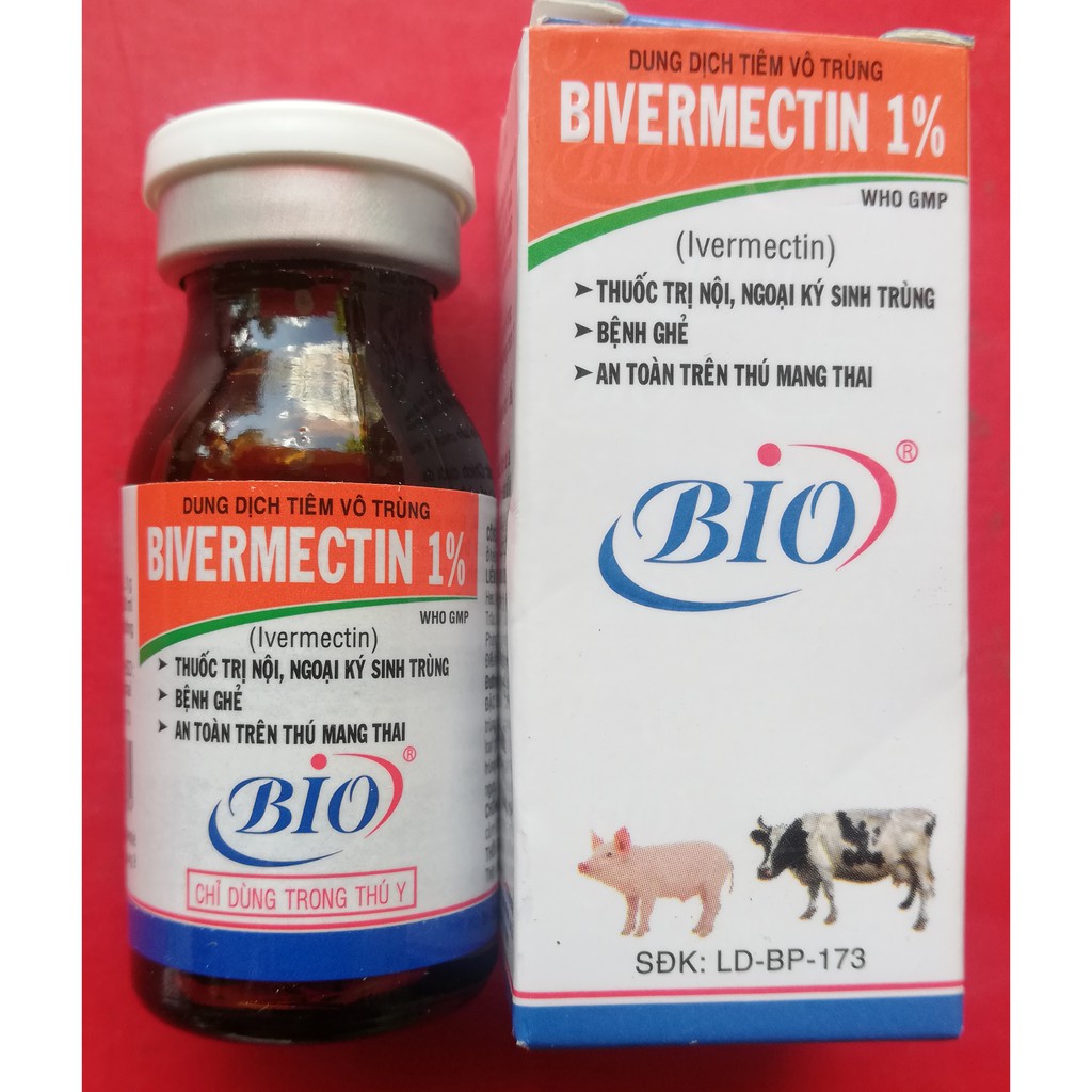 1 Lọ BIVERMECTIN 10ml  Hàm lượng 1% Sản phẩm cao cấp dùng cho trâu, bò, dê, cừu, ngựa, lợn, thỏ, chó, mèo