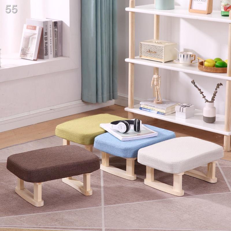 Zz Bệ bước chân Ghế sofa bằng gỗ rắn chắc đôn vải Thấp Văn phòng khách Net Màu đỏ dành cho người lớn đẩu