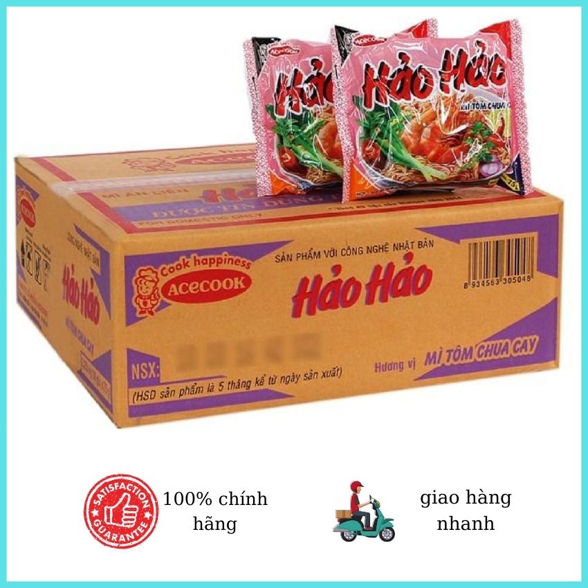 Mì Hảo Hảo 3 loại tôm chua cay, tôm hành, tôm xào chua ngọt thùng 30 gói 75g, MMHHCC01