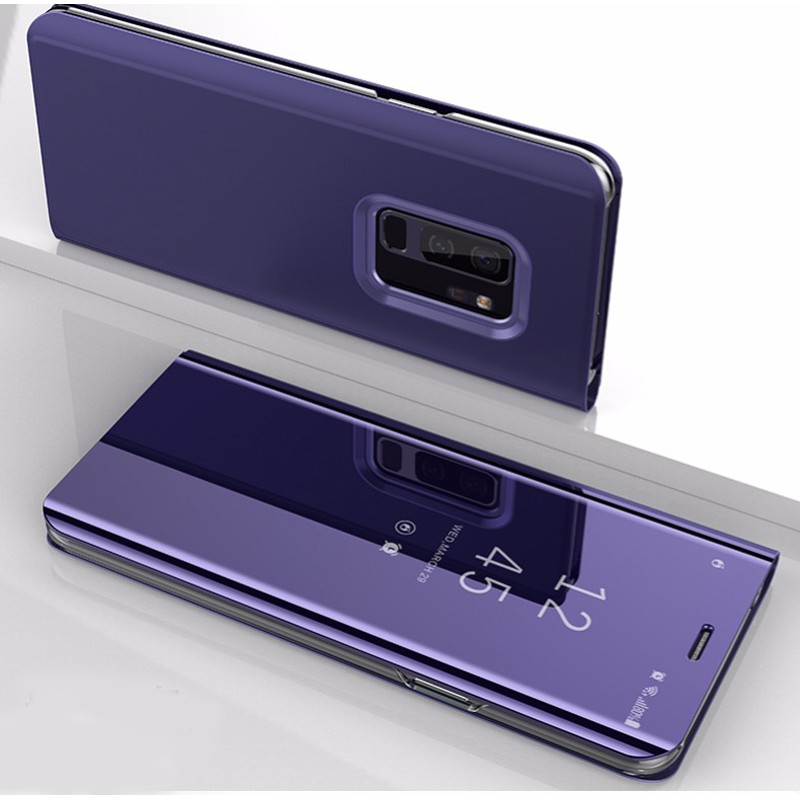 Ốp Điện Thoại Nắp Gập Tráng Gương Trong Suốt Mạ Điện Cho Samsung Galaxy Note 3 / 4 / 5 / 8 / 9 / 10 Plus Pro Đứng