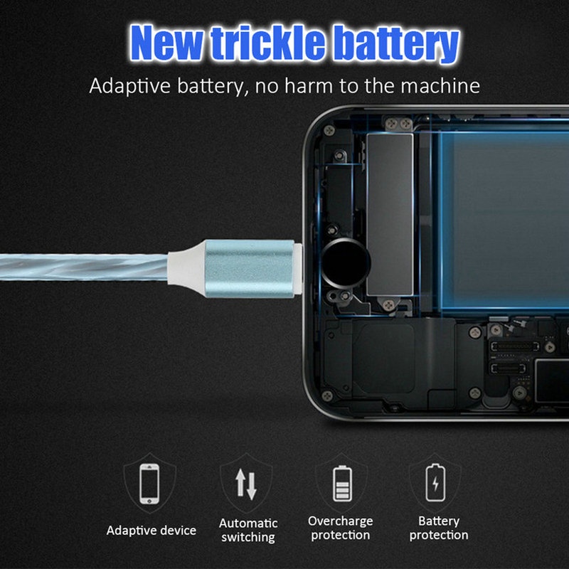 Dây Cáp Sạc Nhanh Micro Usb Loại C/V Phát Sáng Màu Sáng