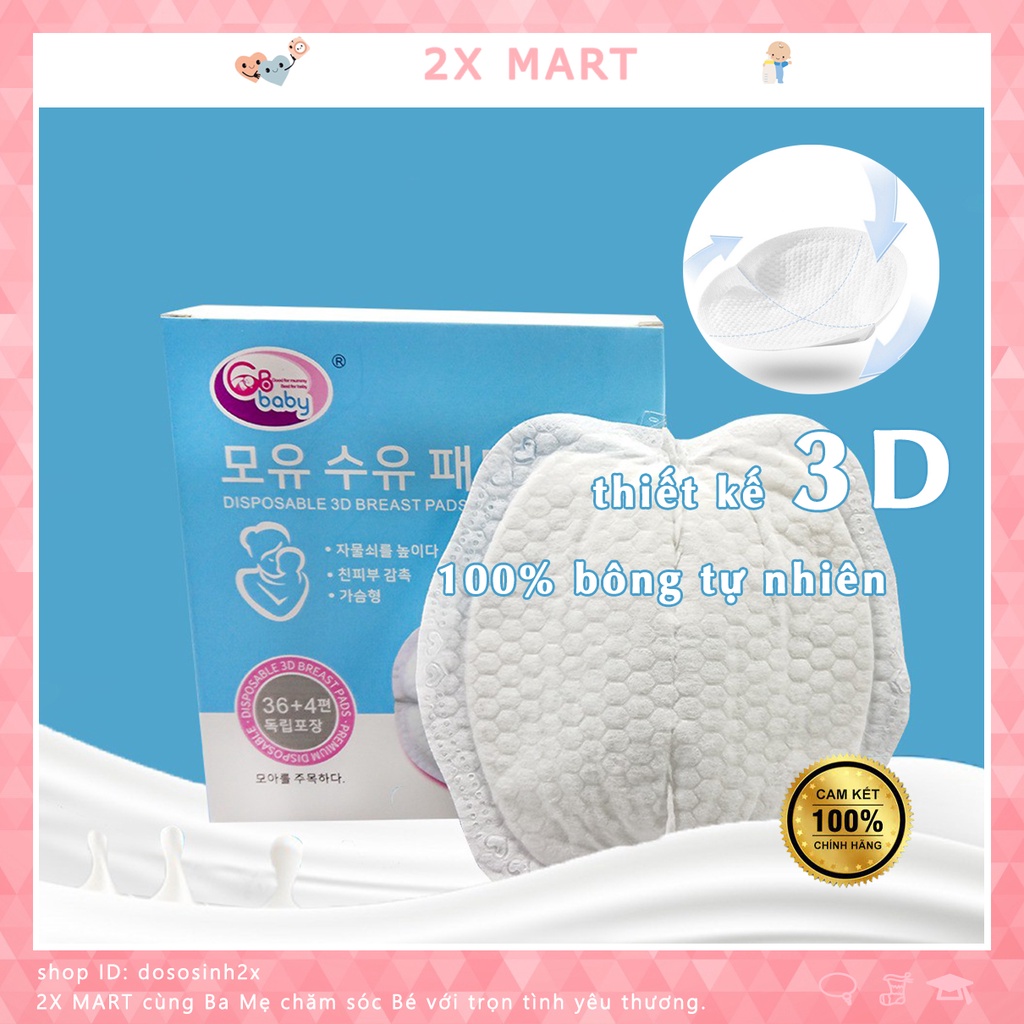 Miếng lót thấm sữa GB baby tấm đệm lót sữa Hàn Quốc siêu thấm chống tràn tiện ích gói 24 miếng và 36 miếng 2X Mart