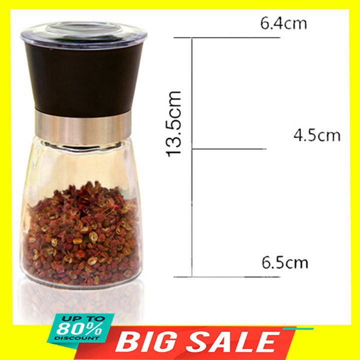 [ Flash Sale ] Lọ xay tiêu cầm tay nhỏ gọn tiện dụng lọ thủy tinh  250g