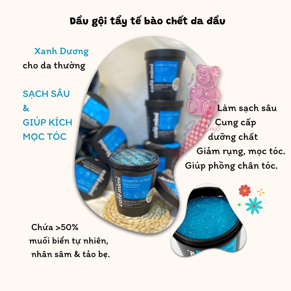 DẦU GỘI TẨY DA CHẾT CHO DA ĐẦU CAFE MIMI 330g