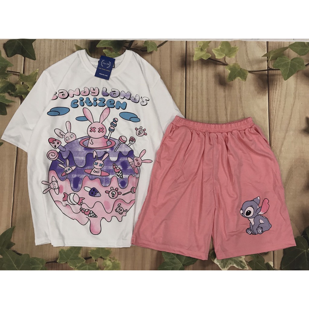 Set Bộ Cartoon In hình 3D VƯƠNG QUỐC CANDY Lapi VN Đồ Bộ Cartoon, Freesize, Thun Cotton, Nam Nữ Đều Mặc Được