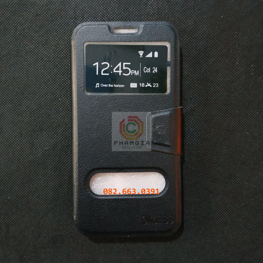 Ốp lưng Samsung A8 có đồng hồ xem giờ, chất liệu da sang trọng