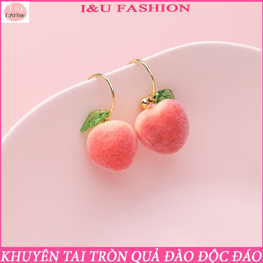 Bông tai khuyên tai nữ hình quả đào độc đáo siêu xinh được thiết kế khuyên tròn độc lạ phong cách thời trang KT-88 ngắn