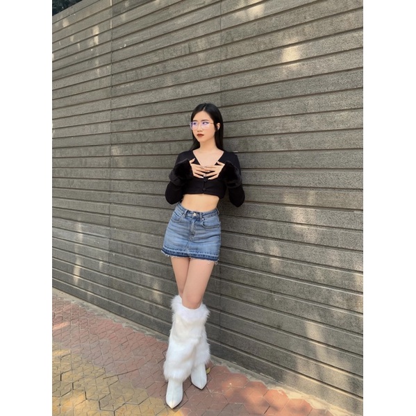 chân váy jean ngắn-retro skirt( có quần trong )